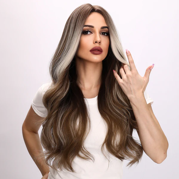 2024 Лидер продаж европейский и американский модный парик коричневый градиент волнистые вьющиеся волосы женские парики еврейские парики