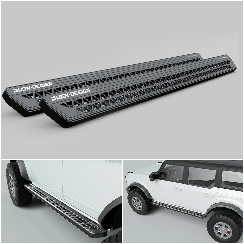 Truck Running Boards for Ford Bronco 2021 2022 2023 2024 2025 w/ w/o Rock Rails, Side Steps Bars Sliders - 1 Pair - JUSNDESIGN