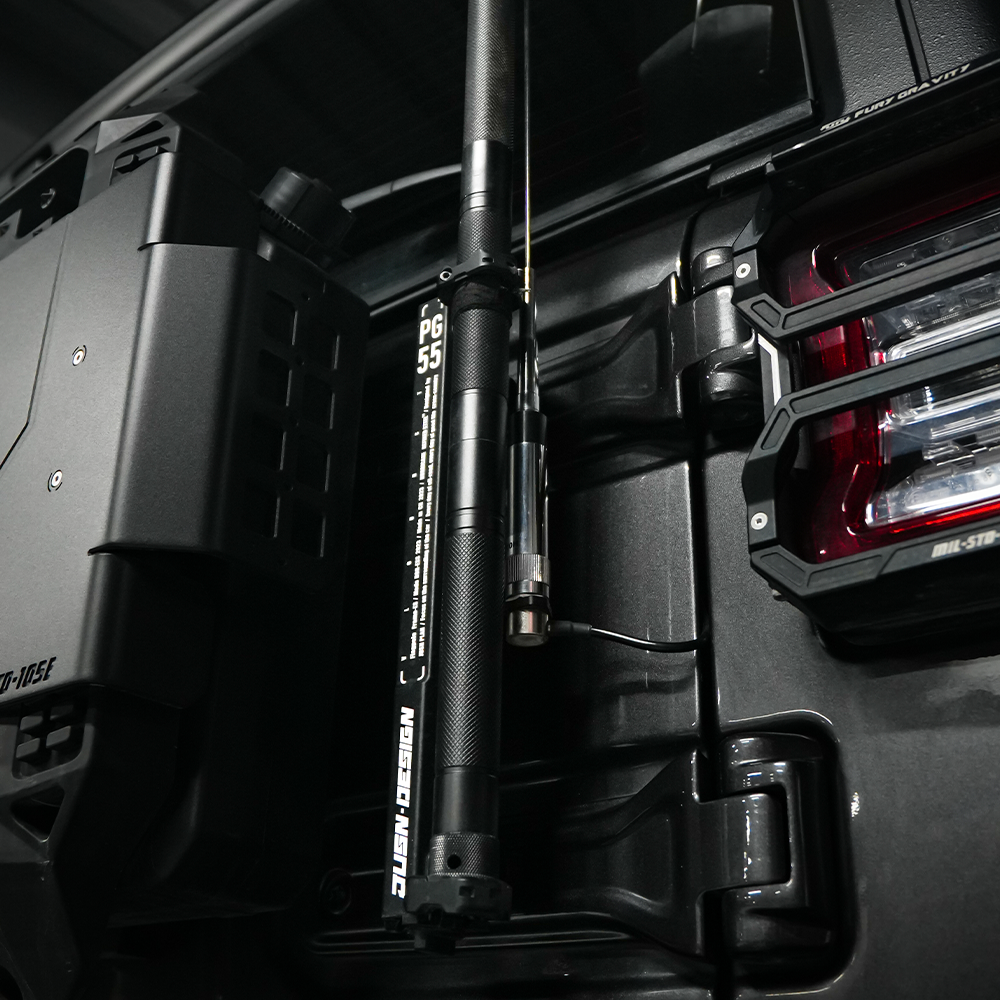 Multi Function CB Antenna Base Mount Hitch Flag Pole & Shovel Holder for Ford Bronco - JUSNDESIGN