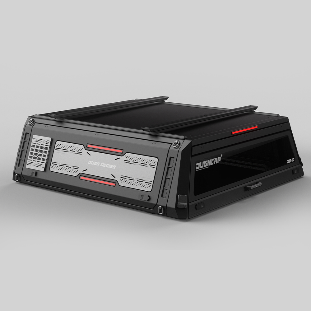 Toyota Tundra Truck Bed Canopy Hard Top W/ Light with Storage Platform Box, Top Horizontal Interior Cross Bar - JUSNDESIGN