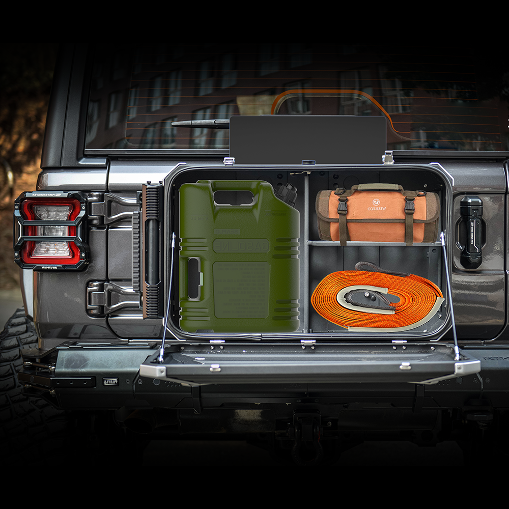 Jeep Wrangler JL JK Trunk Organizer Toolbox, Tailgate Lock Storage Box - JUSNDESIGN