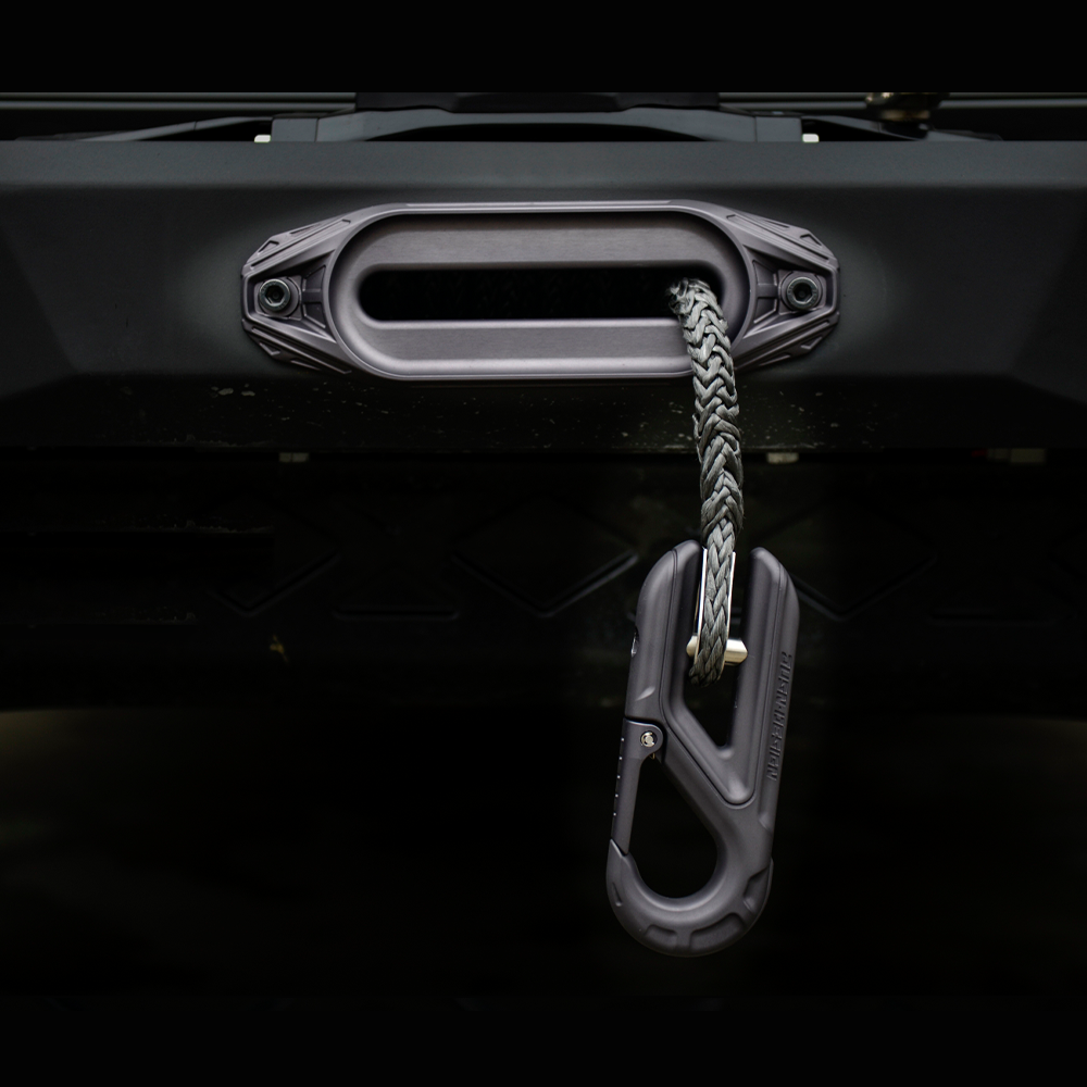 Truck Winch Hawse Fairlead W/Towing Hook for Synthetic Rope off Road Jeep GMC Nissan Mazda Chevy Toyota Ford Dodge RAM Accessories Cable Rollers Guide Parts - Aluminium - JUSNDESIGN