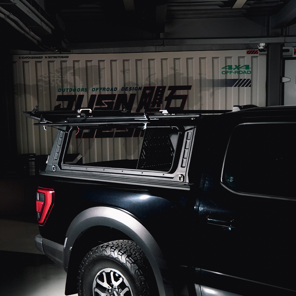 Pickup Truck Bed Canopy for Toyota Tundra Tacoma Stainless Hard Top W/ Light - JUSNDESIGN