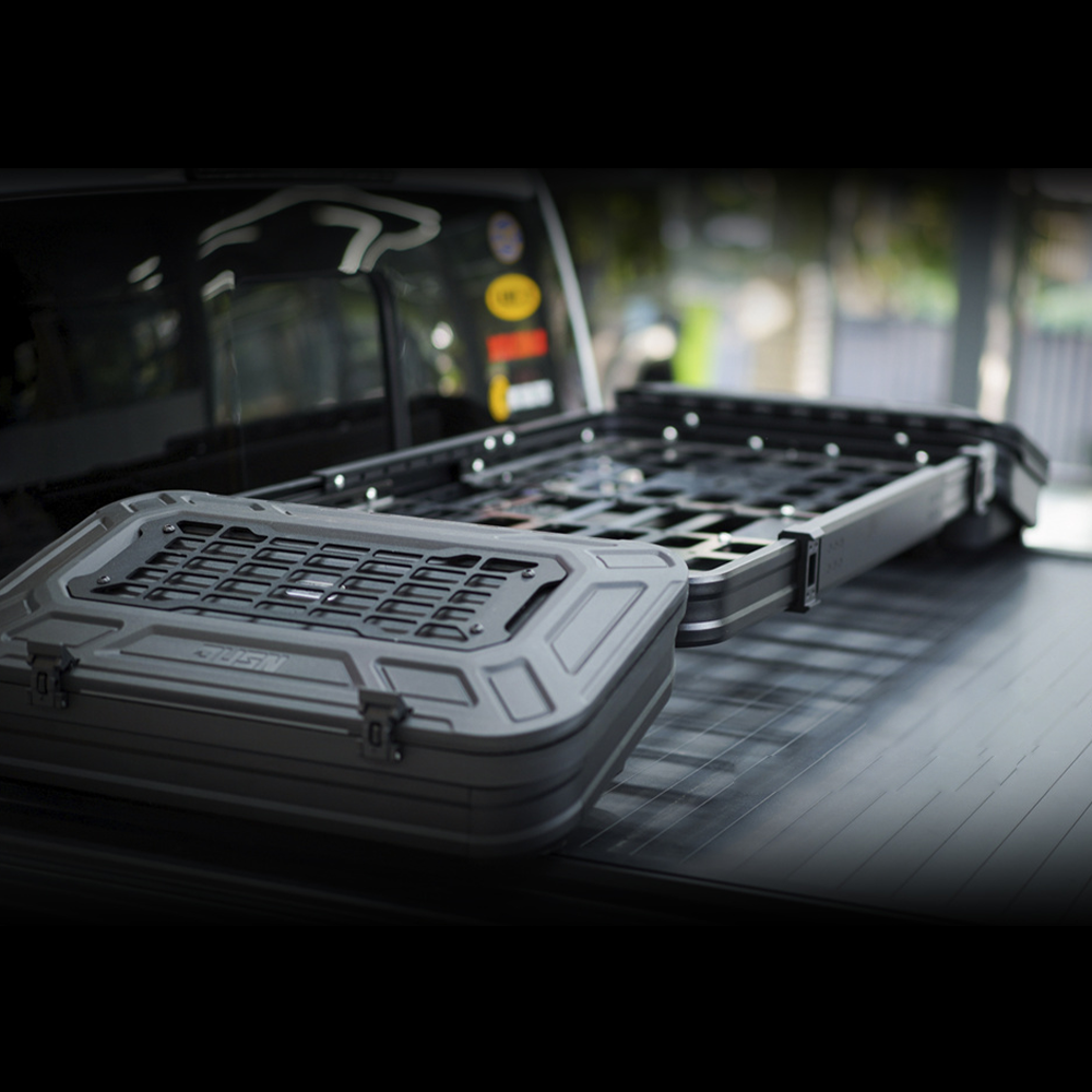 Truck Bed Cargo Storage Rack for RAM 1500 Trunk light Tool Box Tray Basket Lights on Tonneau Cover - JUSNDESIGN