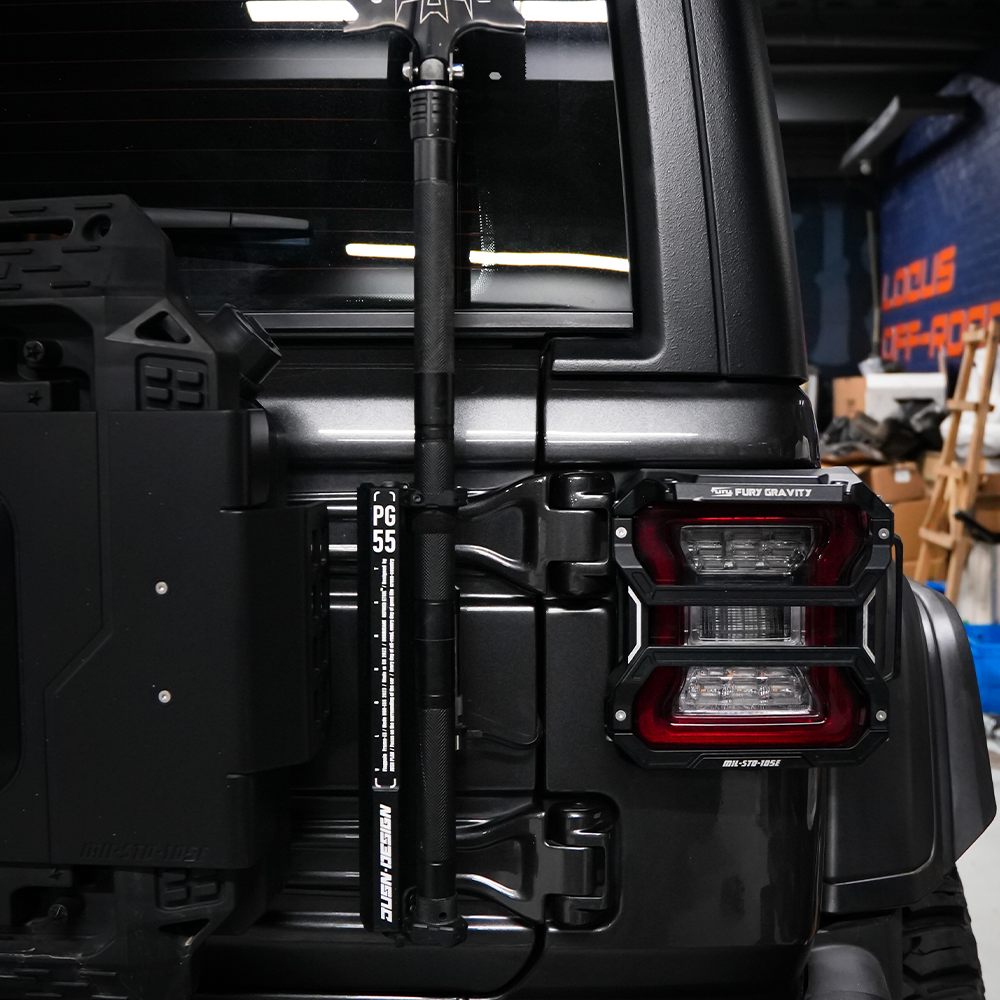 Multi Function CB Antenna Base Mount Hitch Flag Pole & Shovel Holder for Ford Bronco - JUSNDESIGN