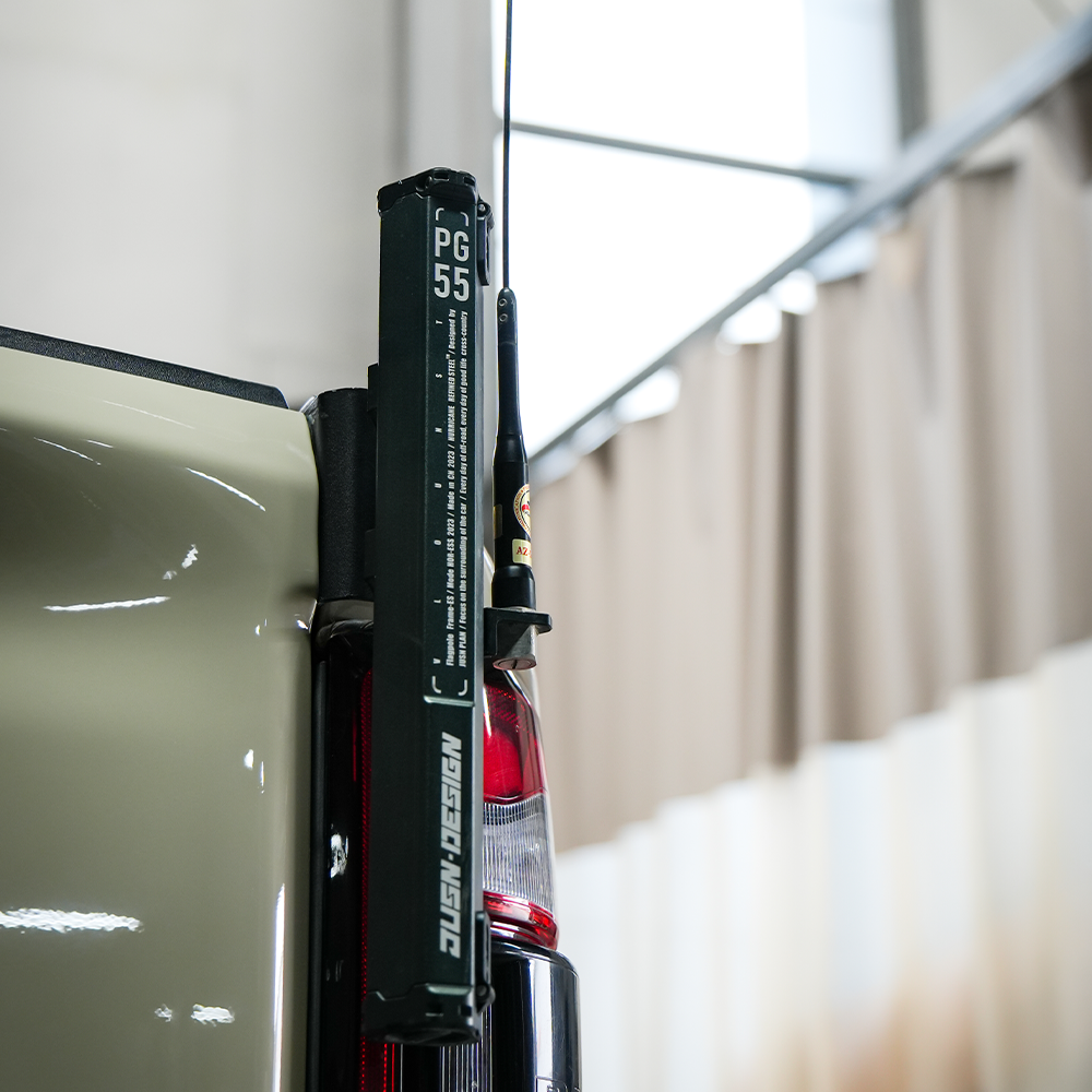 Multi Function CB Antenna Base Mount Hitch Flag Pole & Shovel Holder for Ford Bronco - JUSNDESIGN