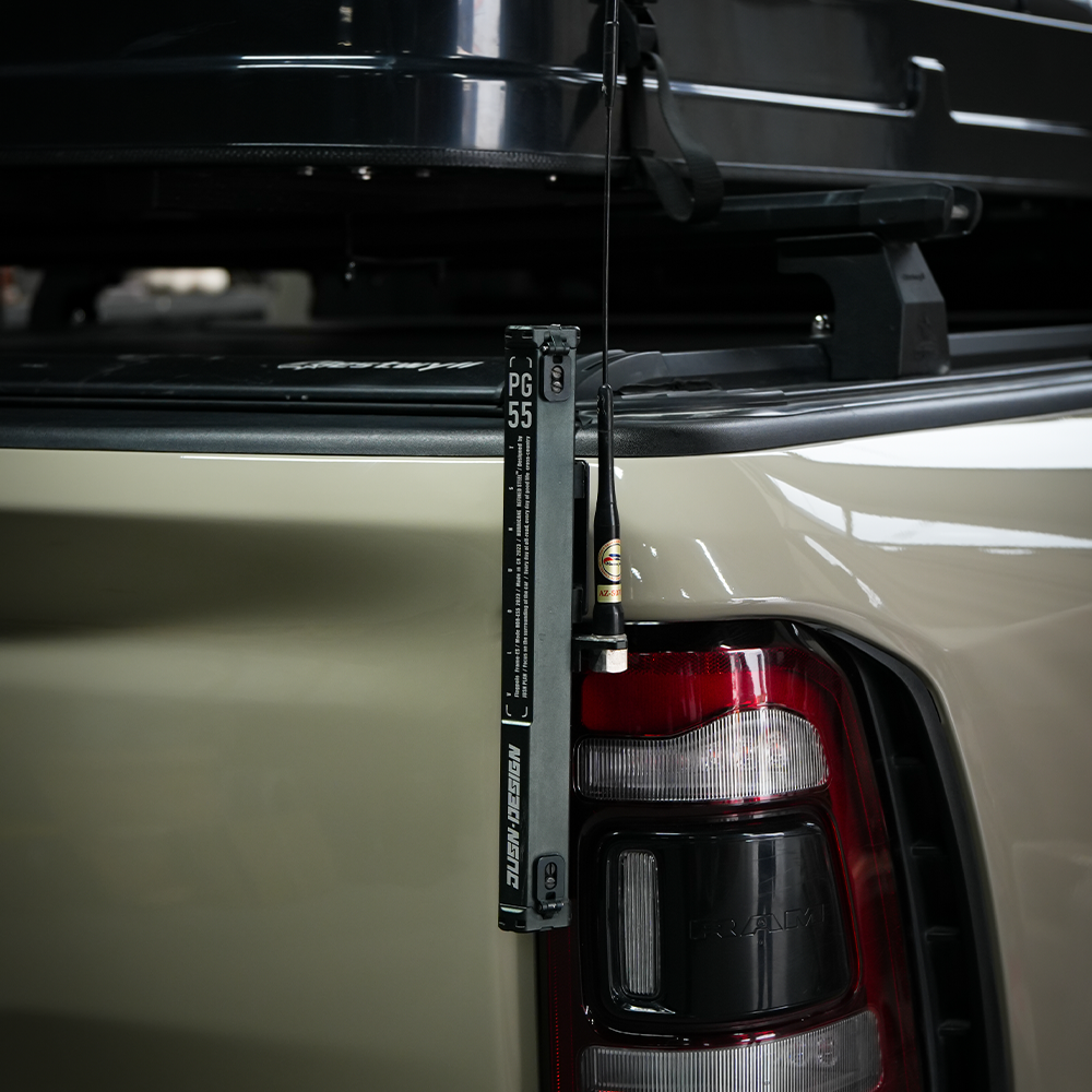 Tailgate Bracket Mounting for RAM 1500 CB Antenna Base Mount Flag & Shovel Holder - JUSNDESIGN