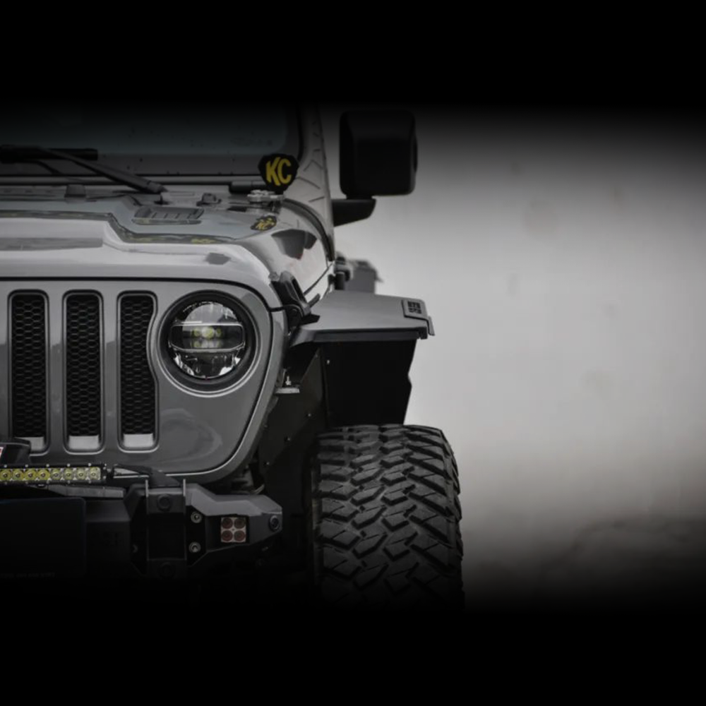 Fender Flares for Jeep Wrangler JL and JT Front Rear Trim Widened Wheel Brow Arches with Light 4 PCs - JUSNDESIGN