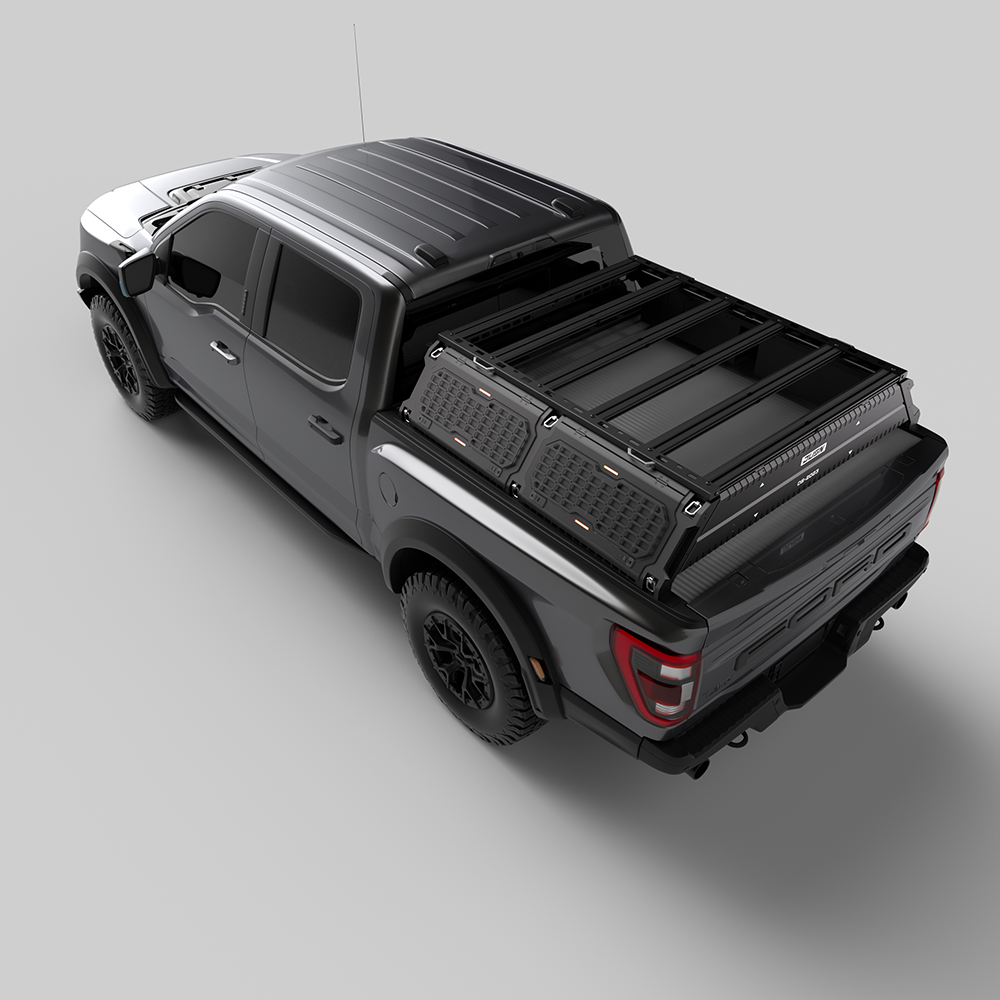 Truck Bed Box Organizers System for Ford Raptor F-150 Ranger Pickup Back Racks Storage with Lights - JUSNDESIGN