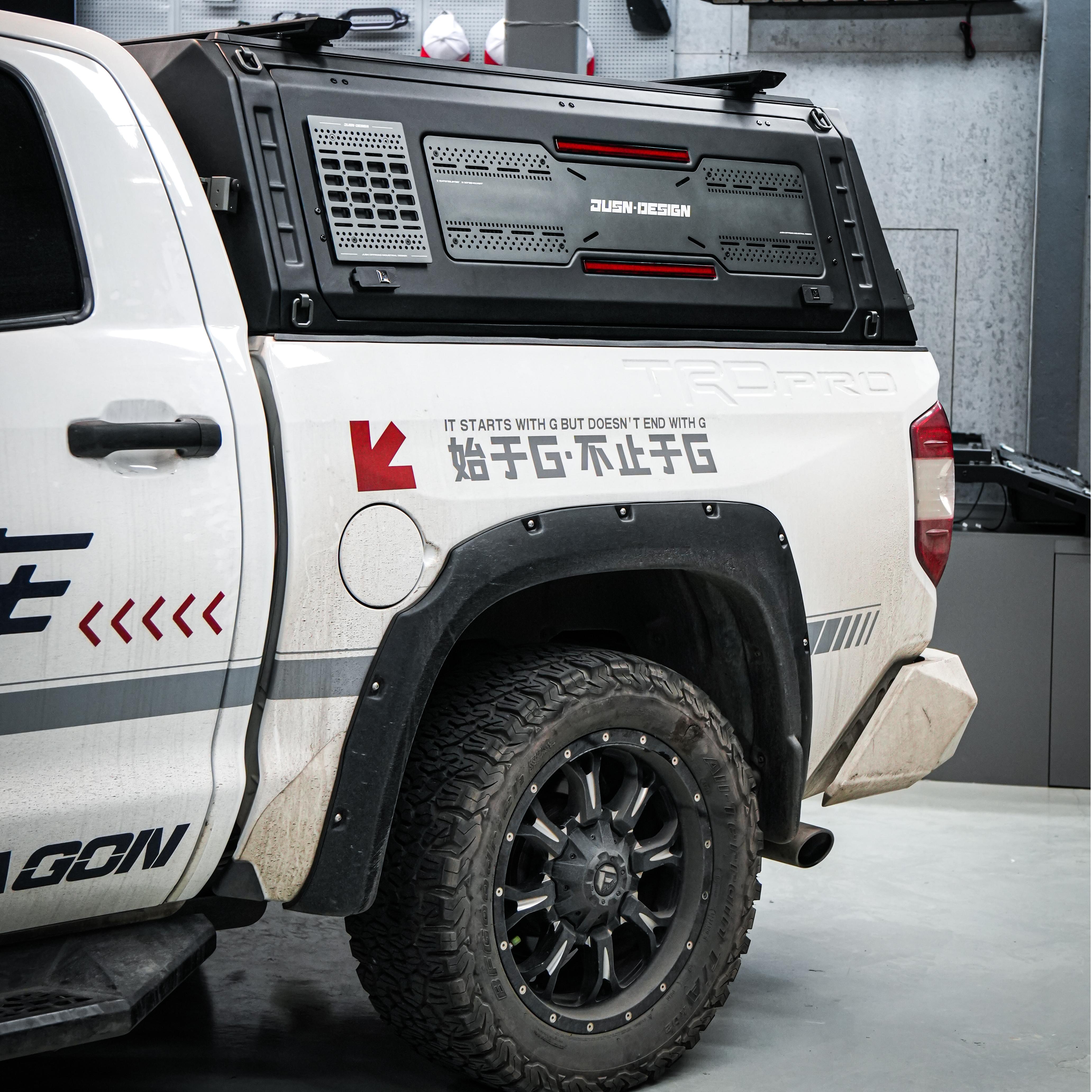 Toyota Tundra Truck Bed Canopy Hard Top W/ Light with Storage Platform Box, Top Horizontal Interior Cross Bar - JUSNDESIGN