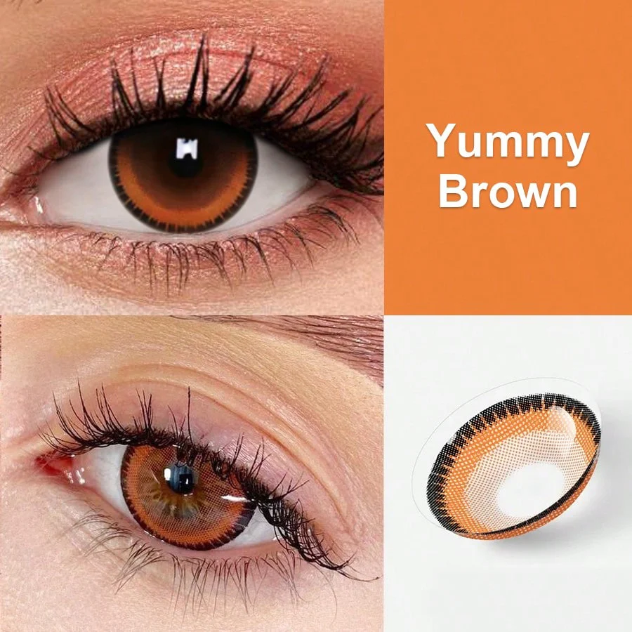 1Pairs Yummy Brown Yearly Cosmetic Eye Lenses Natural Contact Lenses