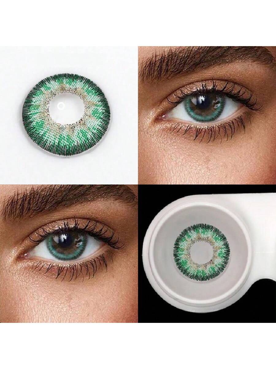 1Pairs/2Pces Elegant Green Colored Contact Lenses 1 Year Disposable 14.2mm