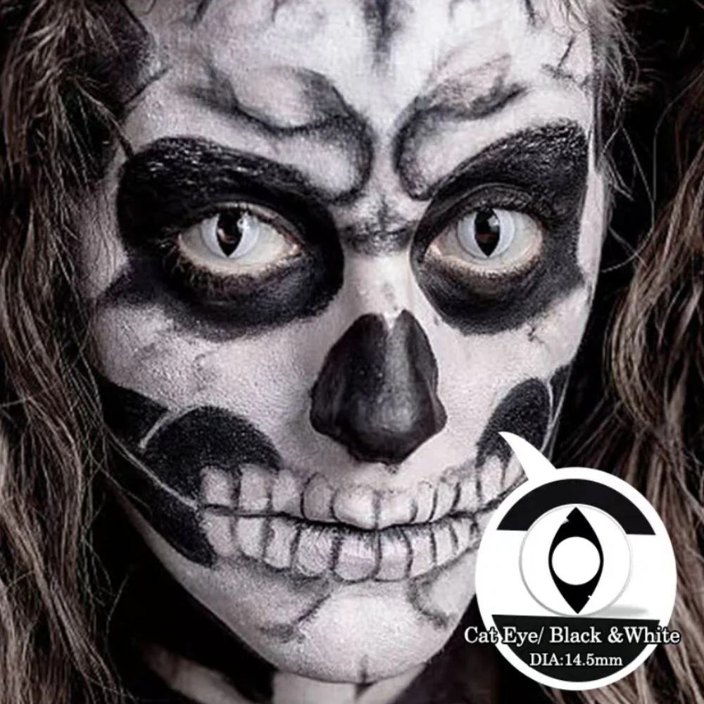 【2023 NEW】Cat Eye White&Black Crazy Color Contact Lenses