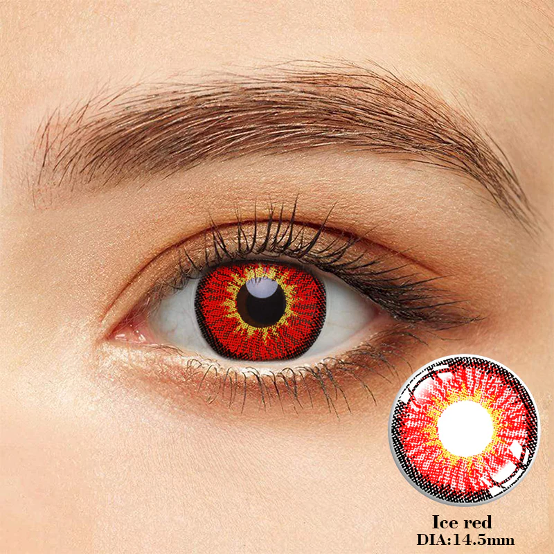 1-Day 10PcsIce Snow Red Daily Disposable 10Pcs Color Contact Lenses