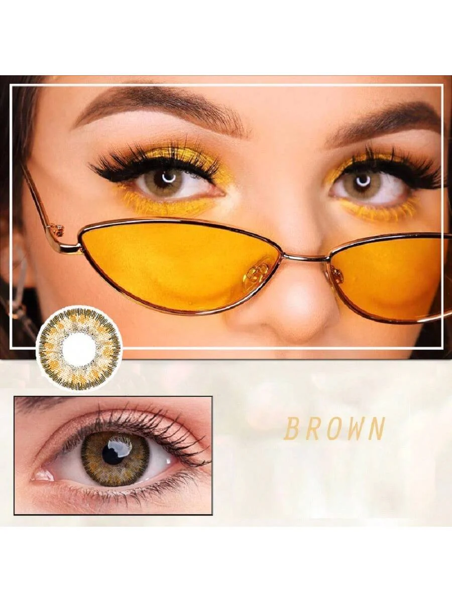 1Pairs/2Pces Elegant Brown Colored Contact Lenses 1 Year Disposable 14.2mm