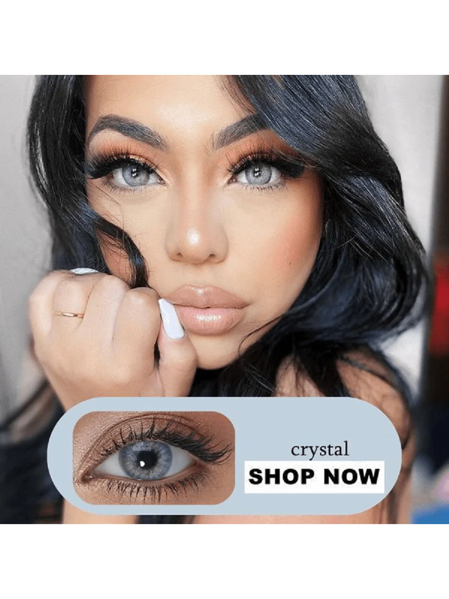 3Pces Crystal Gray Monthly Contact Lenses Colored Cosmetic Beauty Contact Lens For Dark Eye Lens 14.2mm