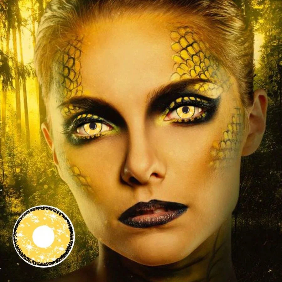 1pair/2Pcs Midsummer Estrellas Yellow Contact Lenses Colored Cosmetic Beauty Contact Lens For Dark Eye Lens 14.2mm