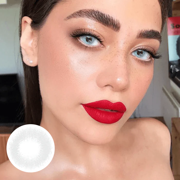 Lemon Greyish Snow Flake White Color Contact Lenses 【Prescription】