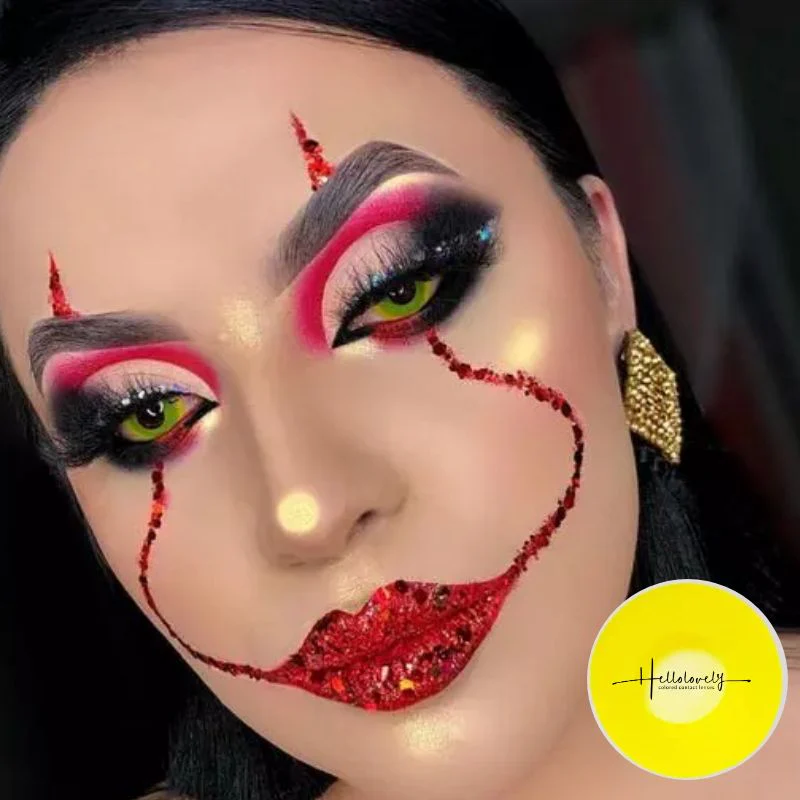 Yellow Block Halloween Color Contact Lenses