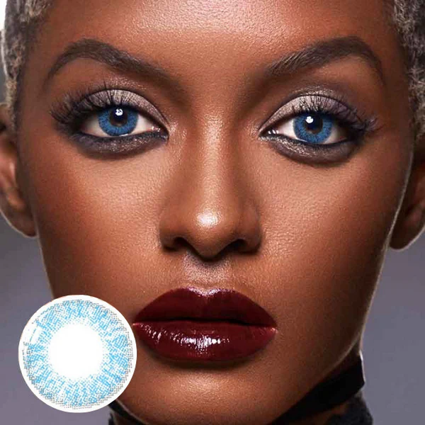 Three Tone Sky Blue Color Contact Lenses