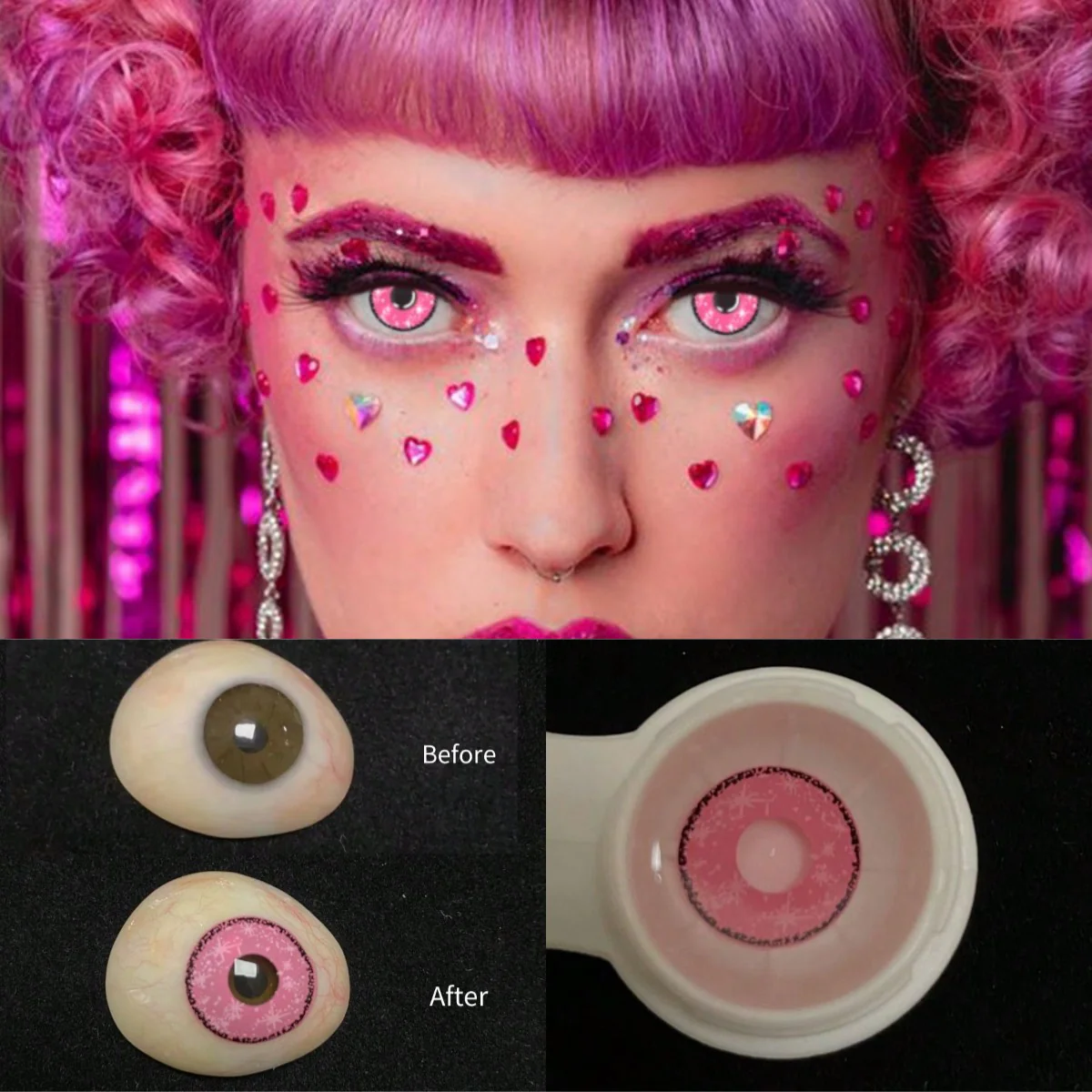 1pair/2Pcs Midsummer Coral Pink Contact Lenses Colored Cosmetic Beauty Contact Lens For Dark Eye Lens 14.2mm
