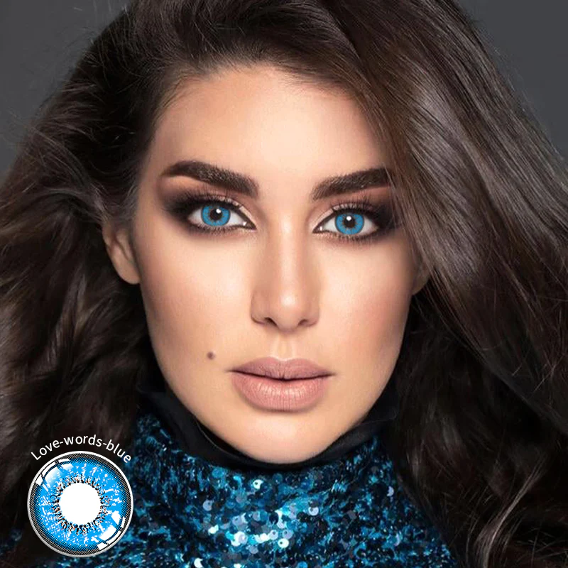 Love Word Blue Crazy Color Contact Lenses