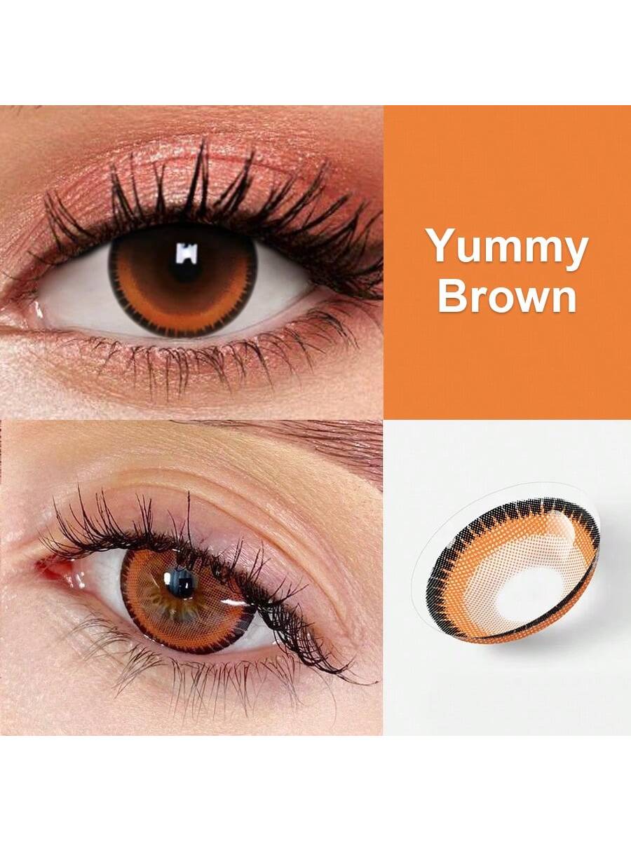 1Pairs Yummy Brown Yearly Cosmetic Eye Lenses Natural Contact Lenses