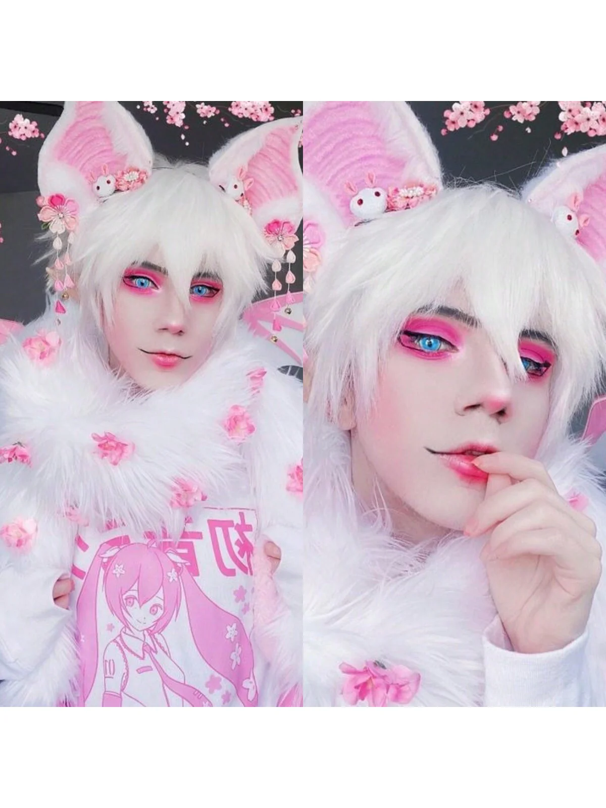 1Pairs/2Pces Ragdoll Cat Blue Contact Lenses Colored Cosmetic Beauty Contact Lens For Dark Eye Lens 14.2mm