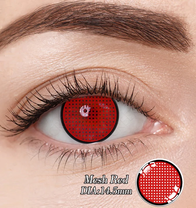Red Mesh Black Cosplay Contact Lenses
