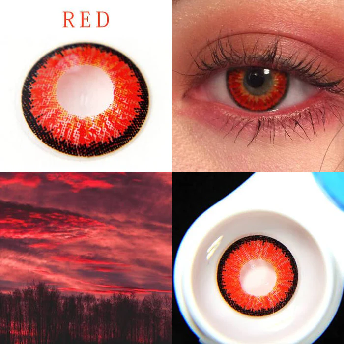 1-Day 10PcsIce Snow Red Daily Disposable 10Pcs Color Contact Lenses