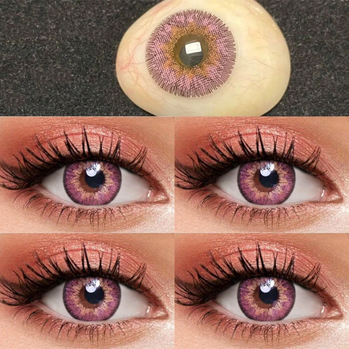 1Pairs/2Pces Elegant Pink Colored Contact Lenses 1 Year Disposable 14.2mm