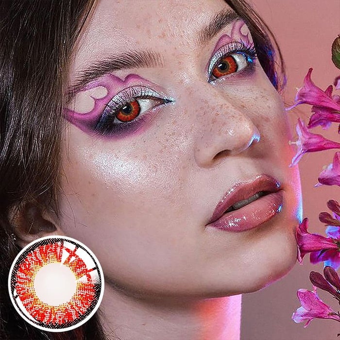 1-Day 10PcsIce Snow Red Daily Disposable 10Pcs Color Contact Lenses
