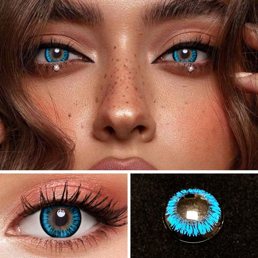 1Pairs Hera Blue Yearly Cosmetic Eye Lenses Natural Contact Lenses 14.2mm
