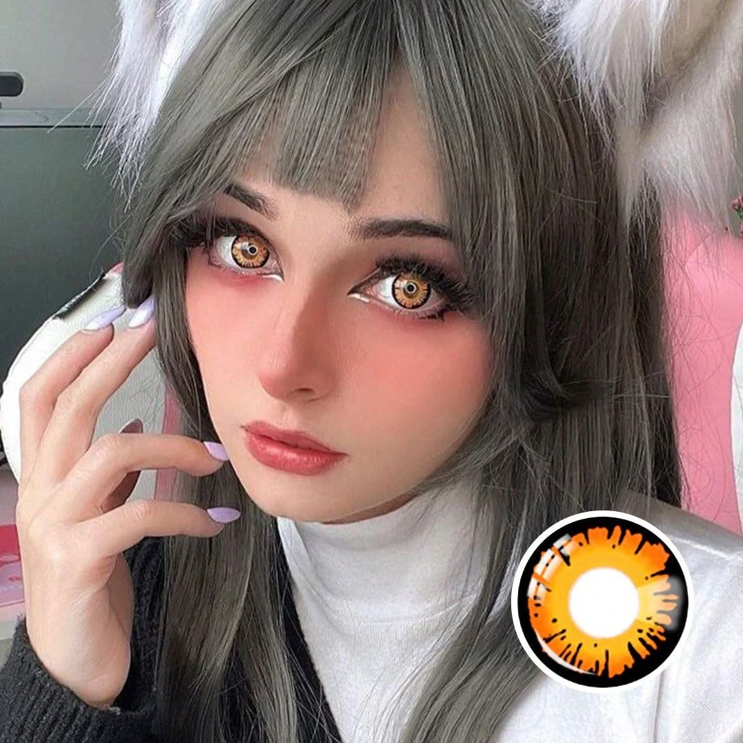 1pair/2Pcs Wilight Bella Orange Contact Lenses Colored Cosmetic Helloween Contact Lens For Dark Eye Lens 14.2mm