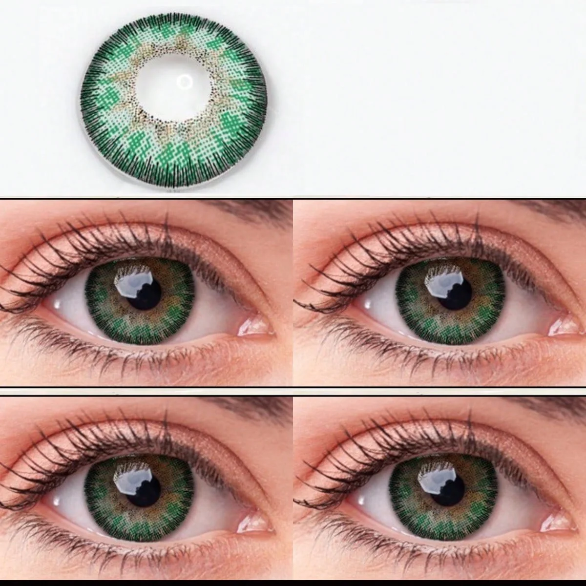 1Pairs/2Pces Elegant Green Colored Contact Lenses 1 Year Disposable 14.2mm