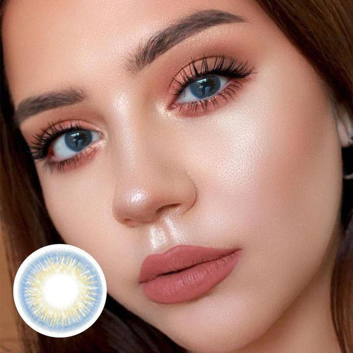 Rainbow Iris Blue Color Contact Lenses【Prescription】