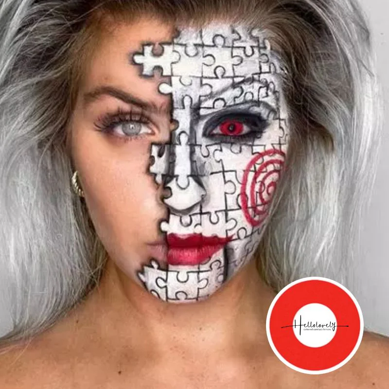 Red Block Halloween Color Contact Lenses