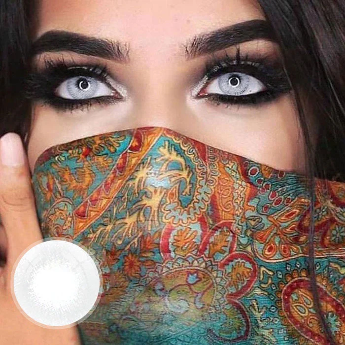 Lemon Greyish Snow Flake White Color Contact Lenses 【Prescription】
