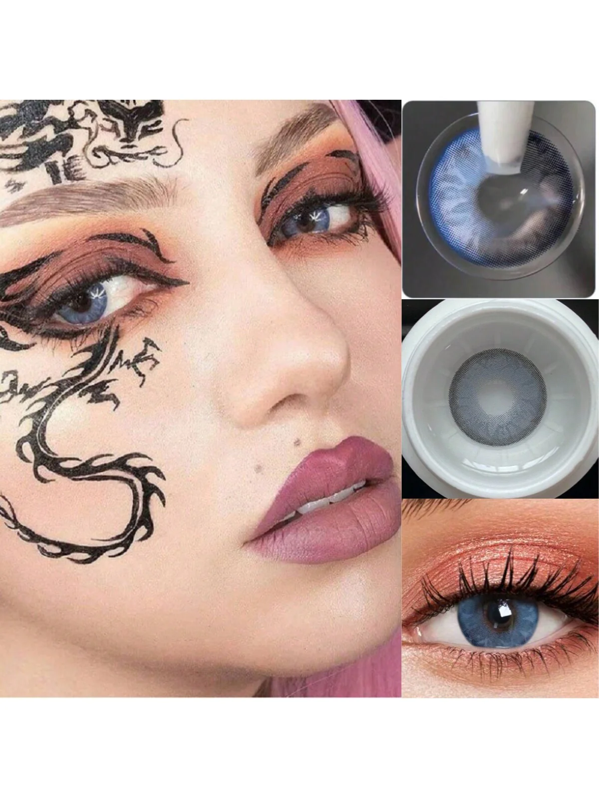 1Pairs/2Pces Gem Blue Contact Lenses Colored Cosmetic Beauty Contact Lens For Dark Eye Lens 14.2mm