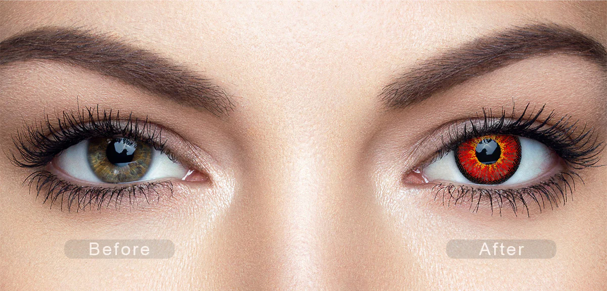 1-Day 10PcsIce Snow Red Daily Disposable 10Pcs Color Contact Lenses