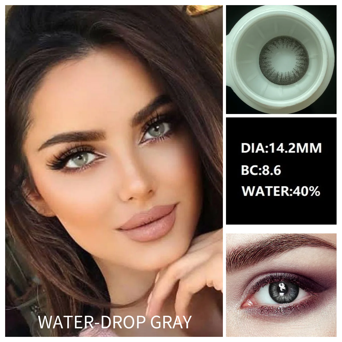 Water Drop Gray Color Contact Lenses