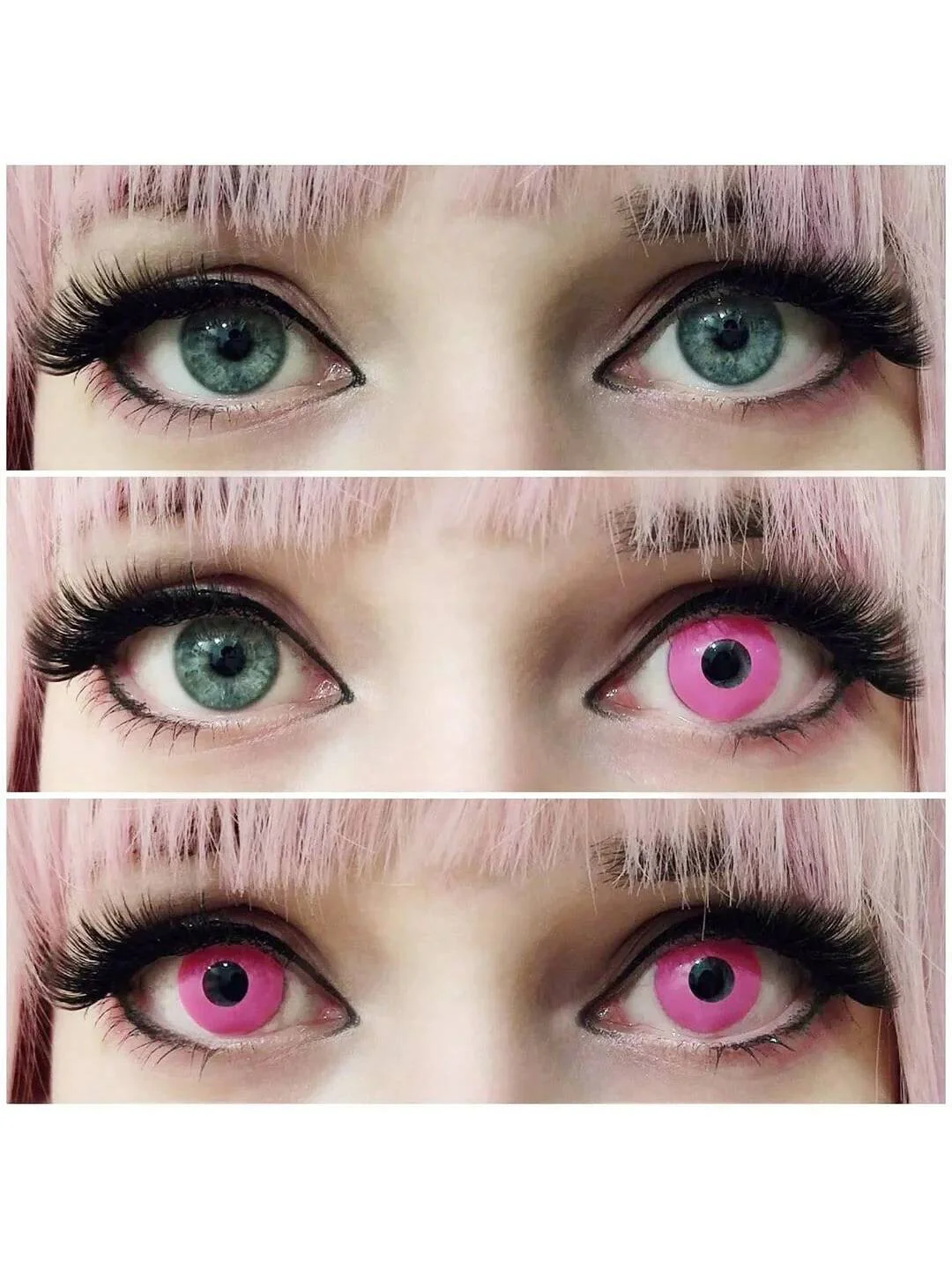 1Pairs/2Pces Pink Block Contact Lenses Colored Cosmetic Beauty Contact Lens For Dark Eye Lens 14.2mm