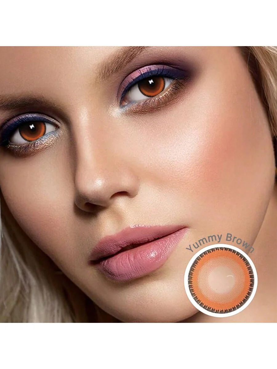 1Pairs Yummy Brown Yearly Cosmetic Eye Lenses Natural Contact Lenses