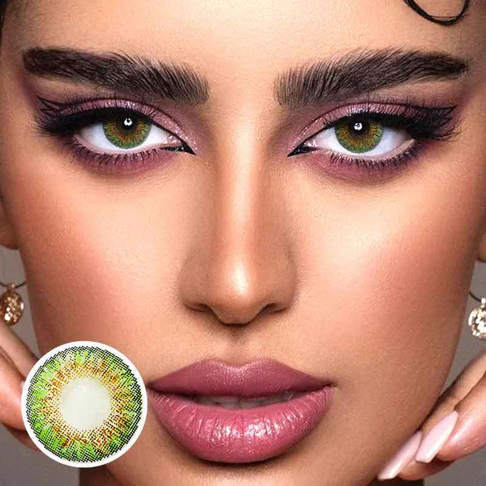 Three Tone Green Color Contact Lenses【Prescription】