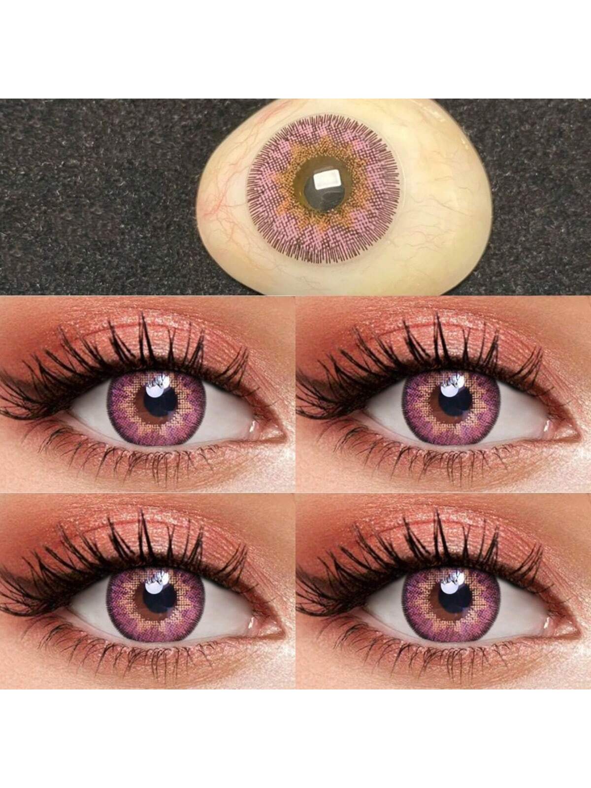 1Pairs/2Pces Elegant Pink Colored Contact Lenses 1 Year Disposable 14.2mm