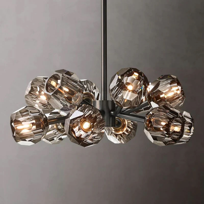 Kristal Smoke Glass Round Chandelier 24