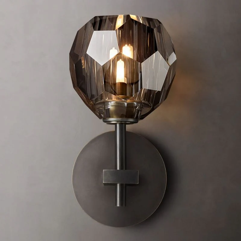 Kristal Smoke Glass Short Wall Sconce