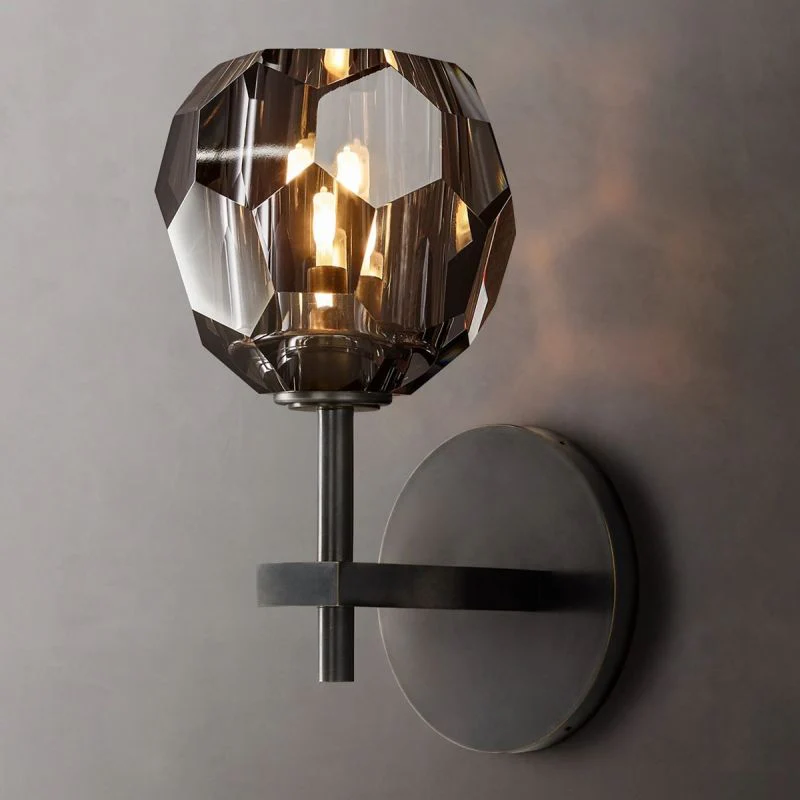 Kristal Smoke Glass Short Wall Sconce