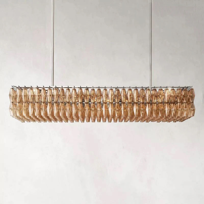 Chara Smoke Glass Rectangular Chandelier 74