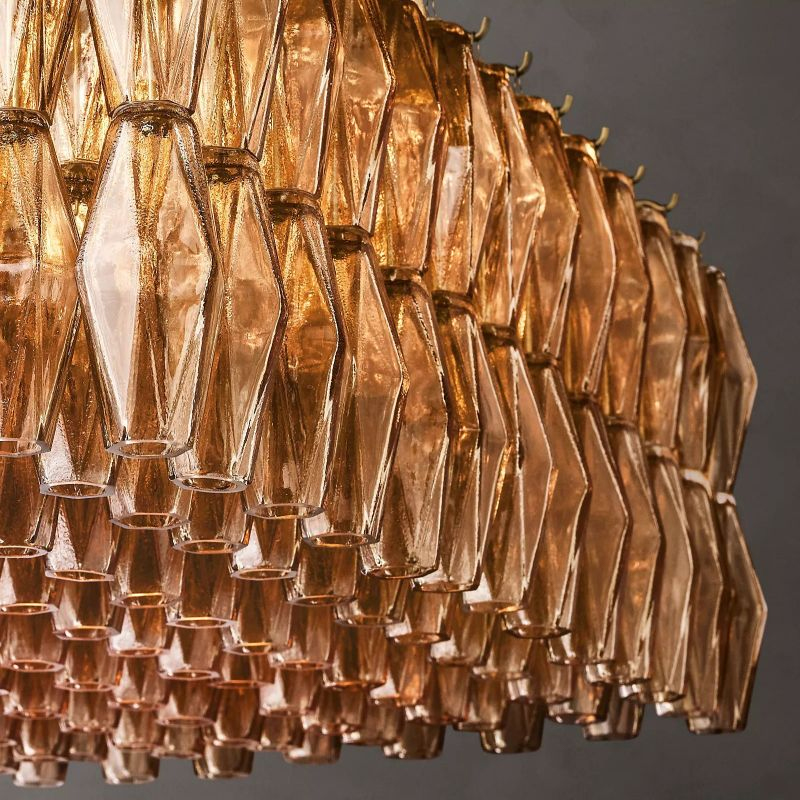 Chara Smoke Glass Rectangular Chandelier 74